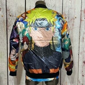 REASON CLOTHING BRAND X NARUTO SHIPPUDEN explosion satin Puffer Bomber jacket